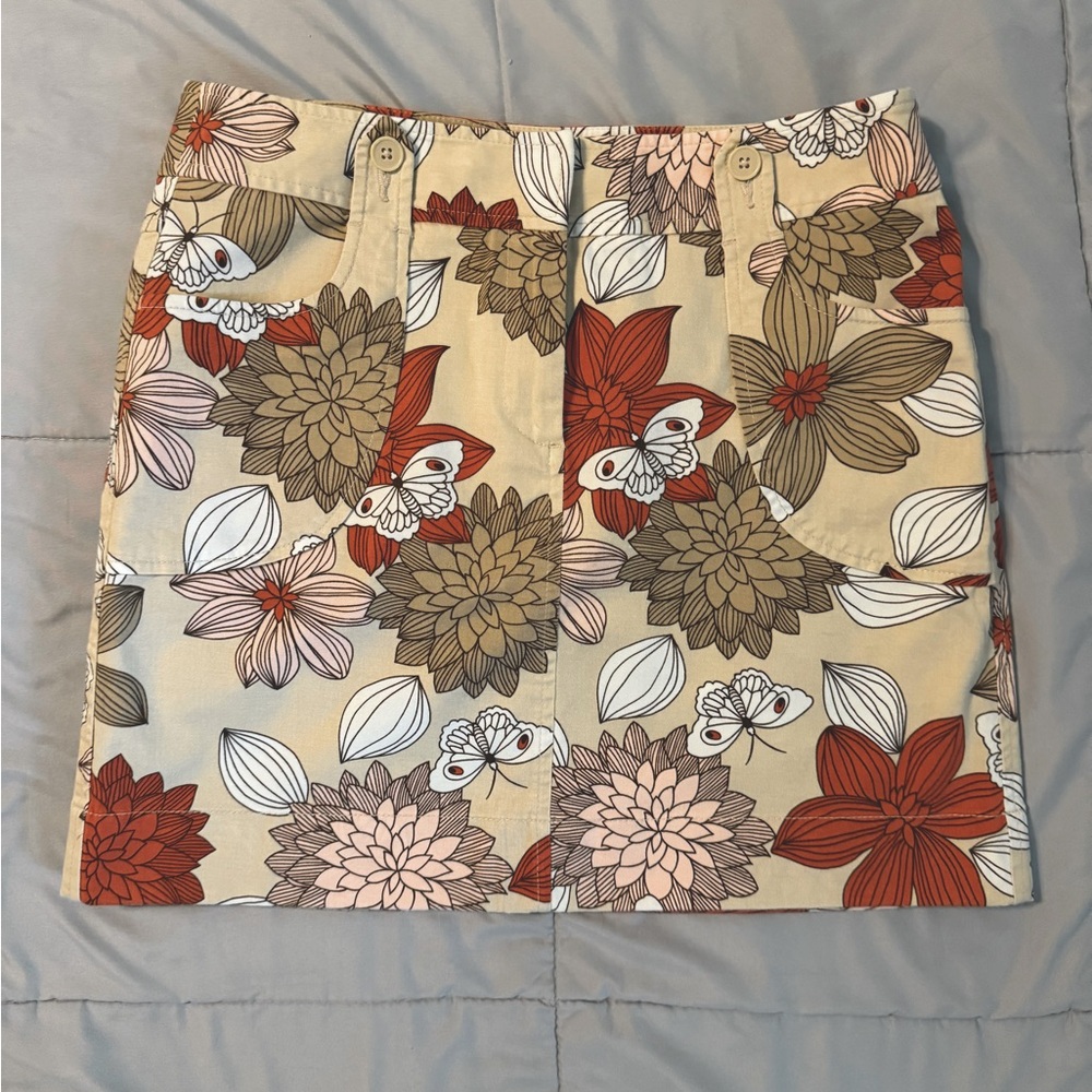 Ann Taylor LOFT Women’s 8 M Fall floral butterfly A-line Cotton Skirt NEW NWOT